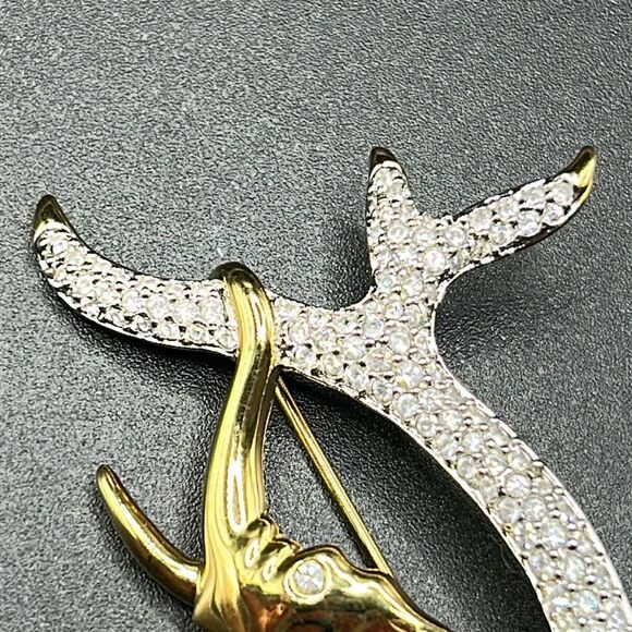 VTG Swarovski 1990s Elephant Motif Crystal Brooch Gold - Picture 2 of 7